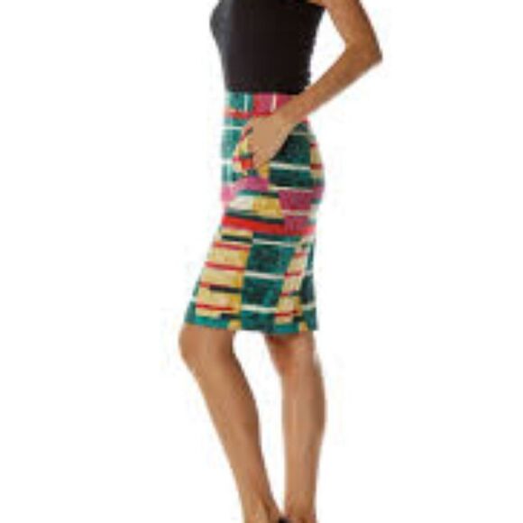 Dolce Vita Sorbet skirt abstract colorful pencil retro 80s 90s 4 small bright - Picture 2 of 10